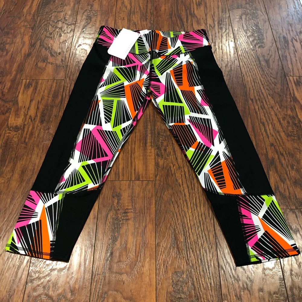 Fabletics leggings pink/orange/green.